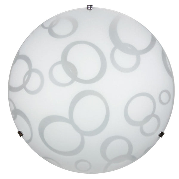 sconto Plafonnier 2xE27 Crochets Chrome Plaque Verre Blanc Décoré Cercles E-Energy Daria