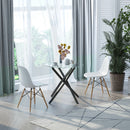 Tavolino da Salotto Ø80x75 cm con Piano in Vetro Gambe in Metallo Nero