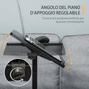 Tavolino Porta PC 58x34x72-90 cm con Ruote in Truciolato e Metallo Nero
