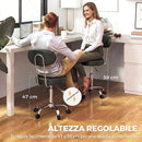 Sgabello con Ruote 35x41,5x88-100 cm Regolabile con Seduta Imbottita e Schienale in Ecopelle PU Nero      
