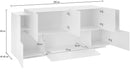Credenza 7 Ante 200x45x86 cm New Coro Bianco opaco/Bianco Lucido