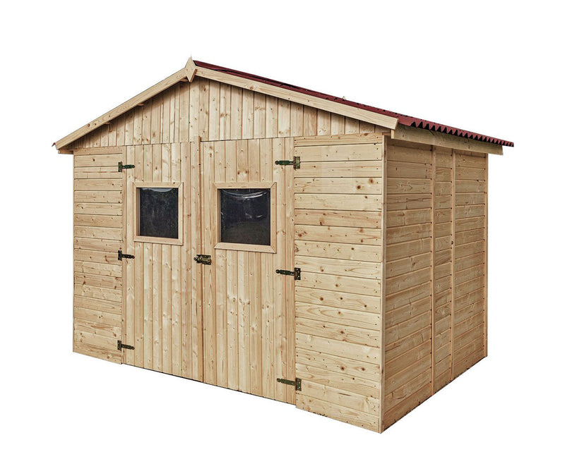 Casetta Box da Giardino 2,8x2 m Senza Pavimento in Legno Picea Massello 16mm Eden