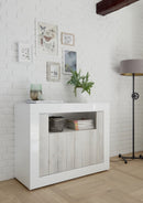 Mobile Buffet 2 Ante 110x42x86 cm in Legno TFT Lipari Bianco e Pino