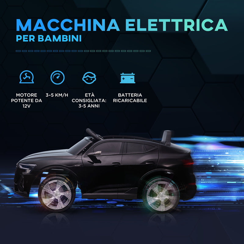 Macchina Elettrica per Bambini 12V con Licenza Audi E-Tron Sportback Nera