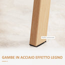 Tavolo Rettangolare 150x75x76 cm Max 6 Persone in Acciaio con Piano in Vetro Temperato