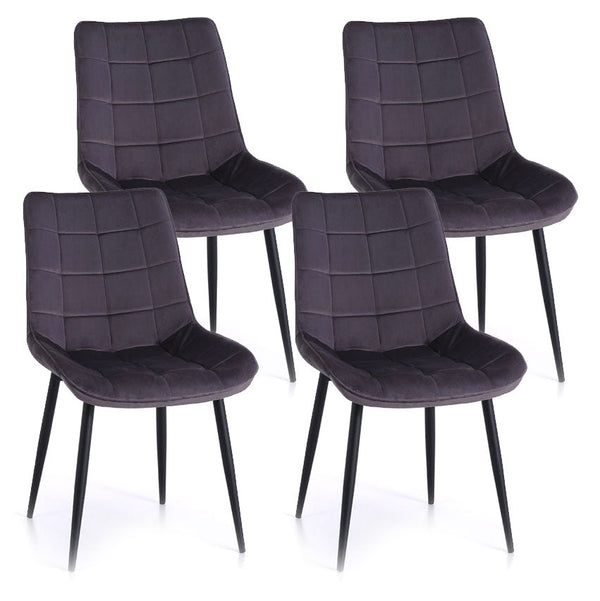 online Lot de 4 Chaises 49x52x85 cm en Simili Cuir Gris Foncé