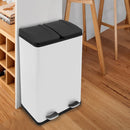 Pattumiera a 2 Scomparti a Pedale 47x36x71 cm 60L in Acciaio Bianco