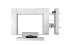 Parete Attrezzata Mobili Soggiorno 2 Pensili 1 Mobile TV 1 Libreria in Melaminico 259x40x175cm TFT Nico Bianco