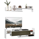 Mobile TV Ripiani e Armadietto a Ribalta con Mensola a Muro 153,6x25x42 cm Bianco e Nero 