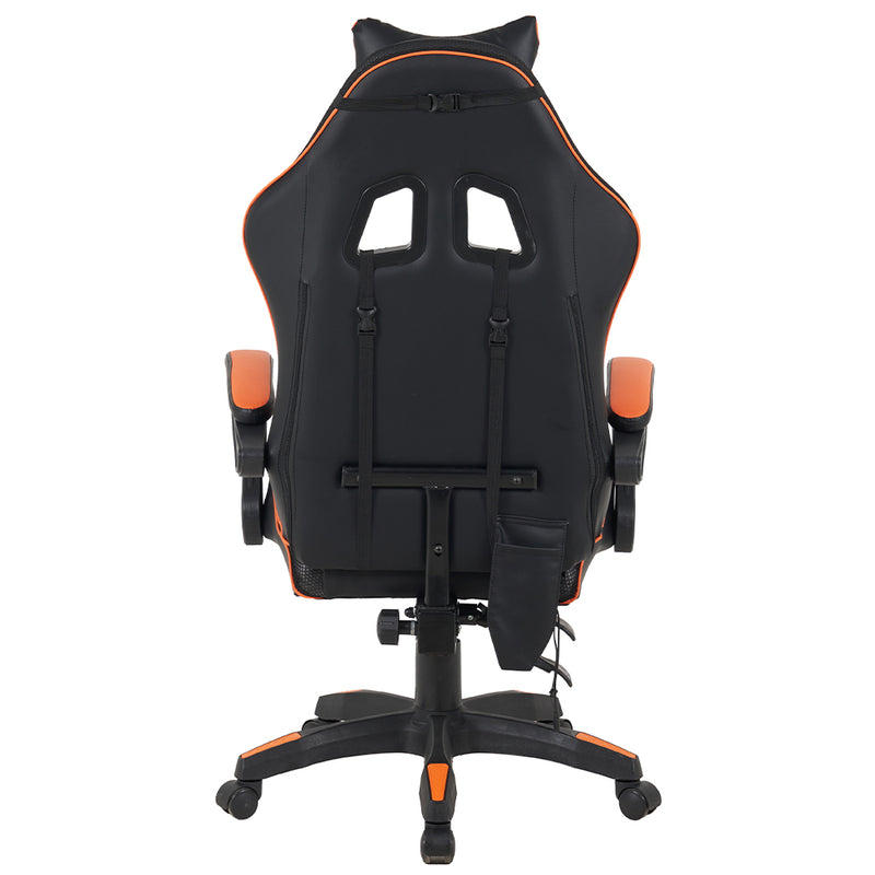 Sedia da Gaming con Led RGB Altezza Regolabile 106-116 cm in Pelle PU Arancione e Nero  