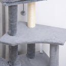Albero Tiragraffi per Gatti 48x40x127 cm con Rampa Cesto Cuccia Amaca Pali Graffiatoi in Sisal Grigio      