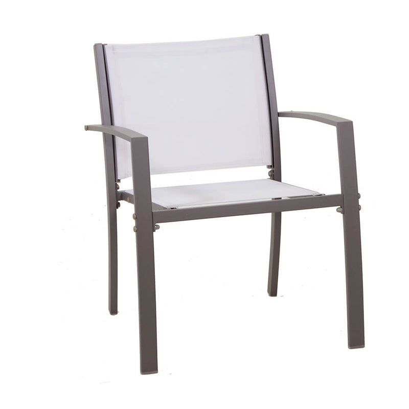 Set Salotto da Giardino Tavolino Divano 2 Sedie in Tessuto e Metallo con Cuscini Columbus Gri