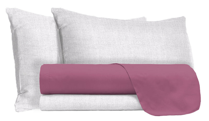 Set Lenzuola Sopra Sotto e Federe in Cotone Vinaceo Varie Misure