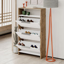 Scarpiera 3 Ante 78x28x139,2 cm in MDF Kaju Bianco e Noce