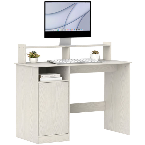 online Scrivania Moderna con Supporto per Monitor Armadietto e Ripiani 108x50x94 cm Bianco Crema