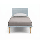Letto Singolo con Rete Rivestita Microfibra Azzurro Tessis Testata Square Varie Misure