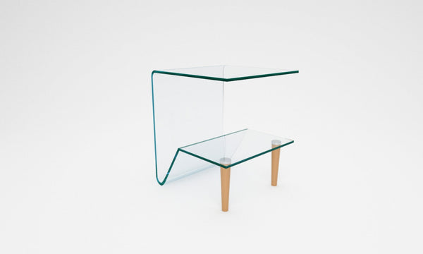 acquista Table Basse Carrée en Verre 40x40x50cm TFT Verre Bois