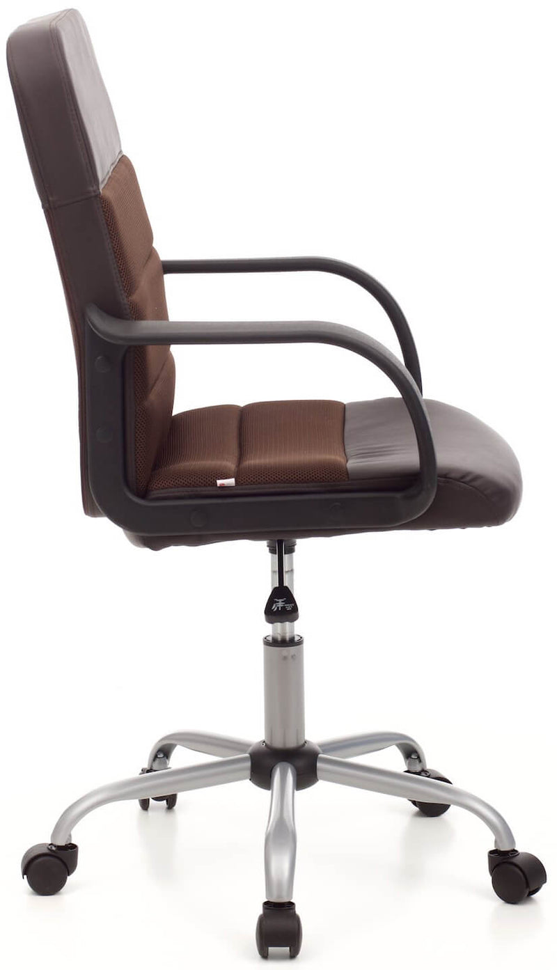 Sedia da Ufficio Operativa in Similpelle e Tessuto Soft Marrone