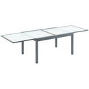 Tavolo Allungabile da Giardino 270x90x73 cm in in Alluminio con Piano in Vetro