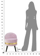 Sedia Mini Paris Rosa Ø45x62 cm Legno Spugna e Velluto Sintetico Rosa e Oro e Nero