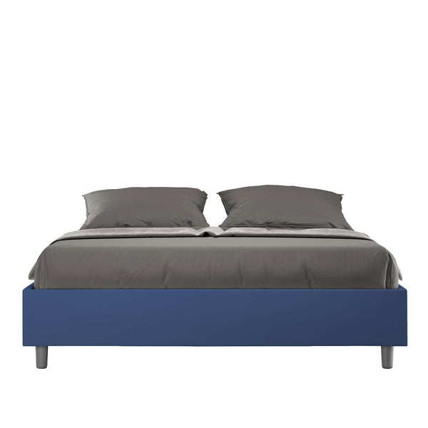 Letto Matrimoniale Senza Testata Imbottito in Similpelle Azelia Blu Varie Misure online