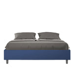 Letto Matrimoniale Senza Testata Imbottito in Similpelle Azelia Blu Varie Misure