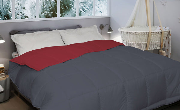 Couette Microfibre Double Face Bordeaux/Gris Foncé 300gr online