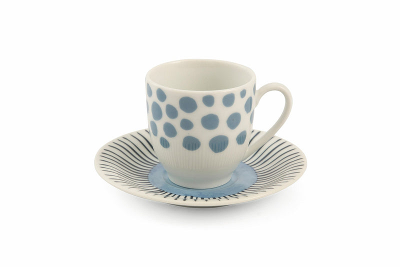 Set 6 Tazzine Caffè con Piattino in Porcellana Villa d'Este Home Tivoli Marea