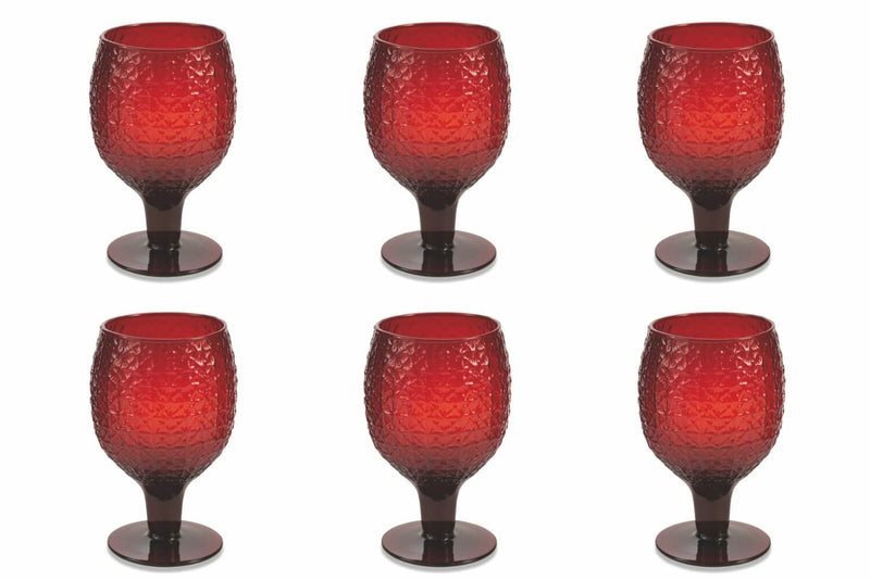 Confezione 6 Calici Vino in Vetro 300ml Villa d'Este Home Tivoli Karma Rossi