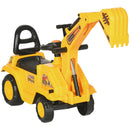 Escavatore Cavalcabile per Bambini 18-48 Mesi con Benna e Spazio di Archiviazione Clacson Volante Giallo      