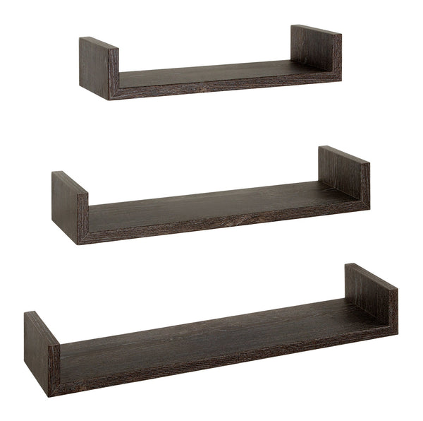 Lot de 3 étagères murales 60-50-40x15,5x8 cm en fibre de bois magnétique Chêne foncé prezzo