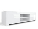 Mobile TV 2 Porte e 2 Ripiani Aperti 190x50x45cm TFT  Amber Bianco Lucido