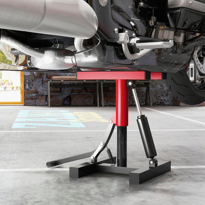 Cavalletto per Moto Capacità 150 kg Altezza Regolabile in Acciaio Rosso  