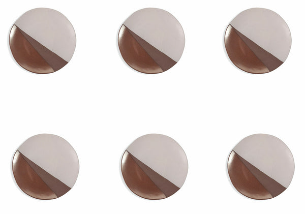 Set de 6 Assiettes à Fruits Ø22x2 cm en Grès Blanc et Marron VdE Tivoli 1996 Officina prezzo