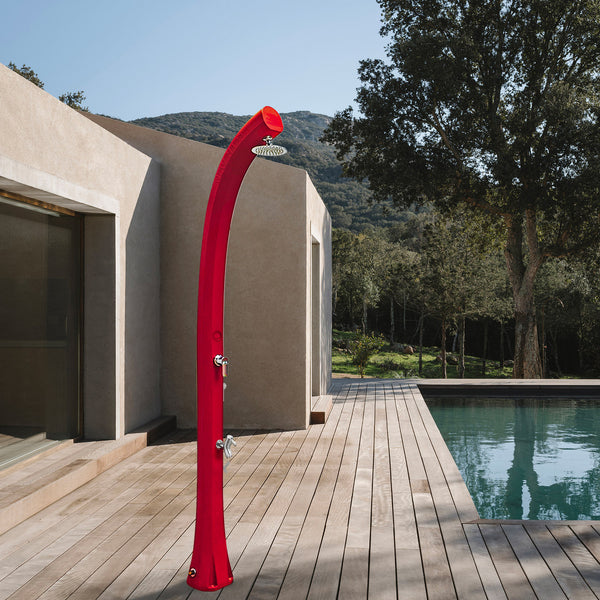 sconto Doccia Solare da Esterno Giardino 26L Miscelatore e Lavapiedi Arkema New Happy Ruby