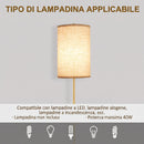Lampada da Terra con Interruttore a Catena Paralume in Lino e Base in Acciaio Attacco E27 Oro e Crema      