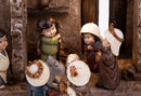 Natività 9 Personaggi con Capanna e Led 16,5 cm in Porcellana