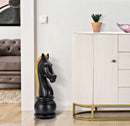 Cavallo da Scacchi 18,5x50x18,5 cm in Poliresina Nero/Oro