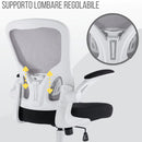 Sedia Operativa da Ufficio 62x63x105 cm Ergonomica con Braccioli Pieghevoli Bianco 