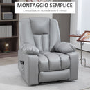Poltrona Alzapersona Elettrica Massaggiante a 8 Punti 1 Motore 94x96x106 cm in Microfibra Grigio