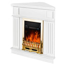 Camino Elettrico da Pavimento ad Angolo 100x100x50 cm Effetto Fiamma 2000W Marina & Galileo Gold Bianco