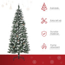 Albero di Natale Artificiale Innevato 150 cm 464 Rami e 28 Pigne Verde e Bianco 