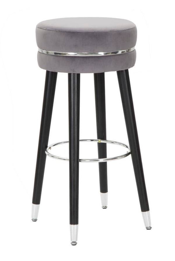 Tabouret de Bar Paris Ø35x74 cm en Bois et Tissu Velours Gris online