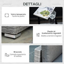 Set Salotto da Giardino Divano 2 Poltrone e Tavolino in Rattan Polietilene Grigio