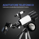Telescopio Astronomico 70mm con 2 Lenti Oculari e Adattatore Smartphone Bianco e Nero      