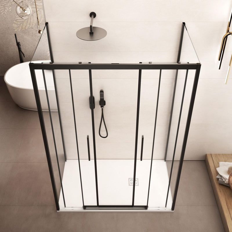 Box Doccia 3 Lati 2 Ante Scorrevoli in Cristallo Trasparente 6mm H195 Bonussi Eliane Varie Misure