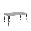 Tavolo Allungabile 130-390x90x77 cm Karamay Premium Cemento Telaio Antracite 