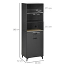 Mobile Dispensa Alto 60x42x180 cm Ripiani Regolabili Aperti in Truciolato e MDF Grigio