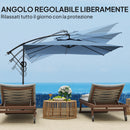 Ombrellone Decentrato da Giardino 300x325 cm Regolabile a 360° in Poliestere UV UPF 50+ Blu Chiaro      