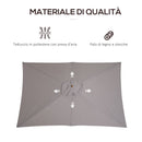 Ombrellone da Giardino 2x3 m in Legno con Copertura Rimovibile in Poliestere Grigio 